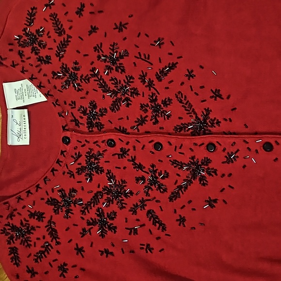 Kathy Lee Collection beaded red sweater size Large - Picture 2 of 7